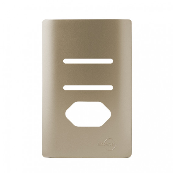 Placa p/ 2 Interruptores + Tomada 4x2 - Novara Champanhe Placa p/ 2 Interruptores + Tomada 4x2 - Novara Champanhe